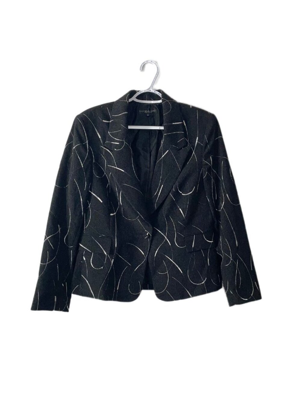 Donna Rae New York Black Embroidered Blazer Jacket Women's Size 10 Single Button